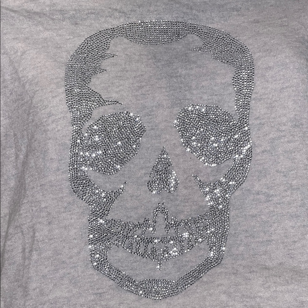 Zadig & Voltaire rhinestone skull Cashmere zip up hoodie
